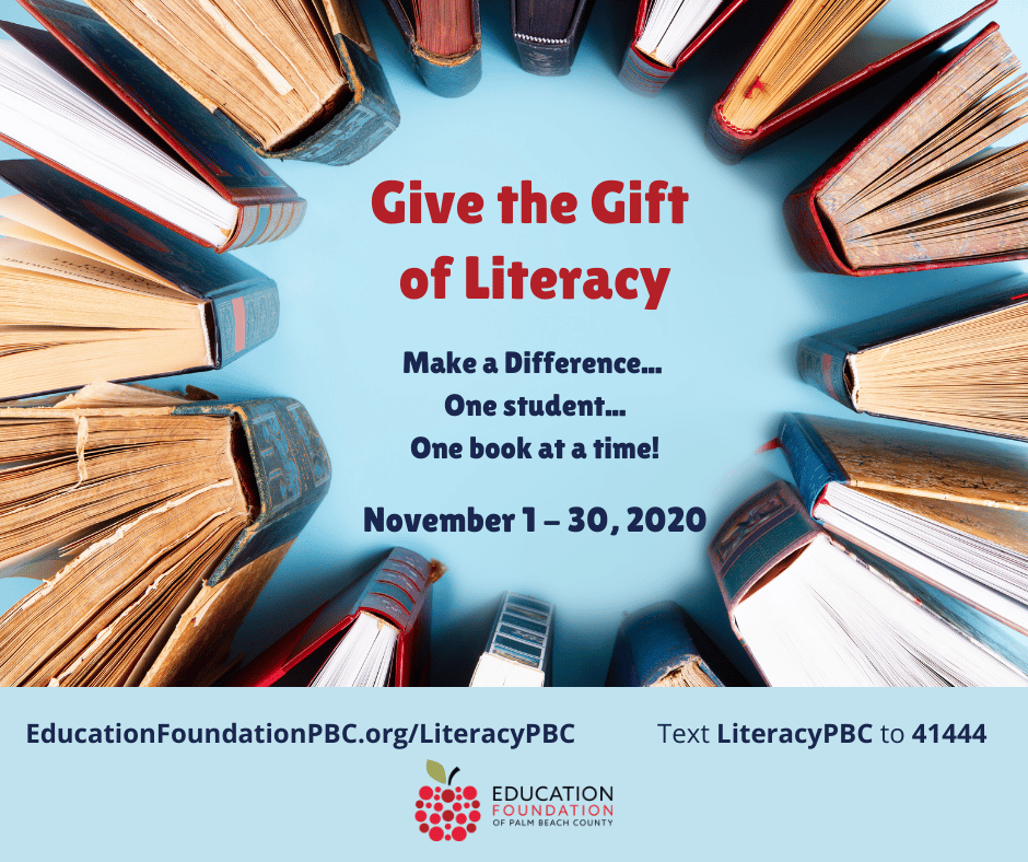 Give the gift of literacy banner with books