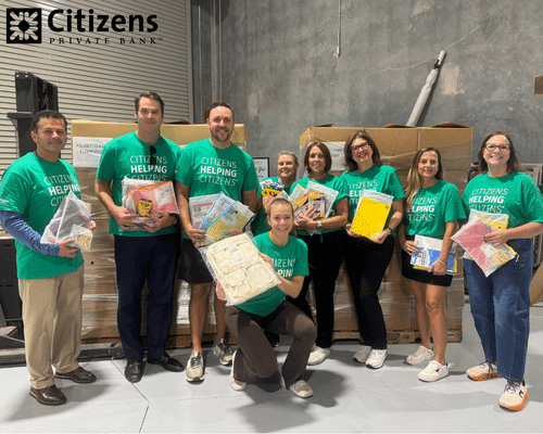 Citizens Bank team volunteering at the Backpack Build Program