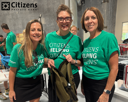 Citizens Bank team volunteering at the Backpack Build Program