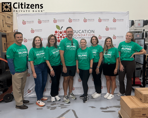Citizens Bank team volunteering at the Backpack Build Program
