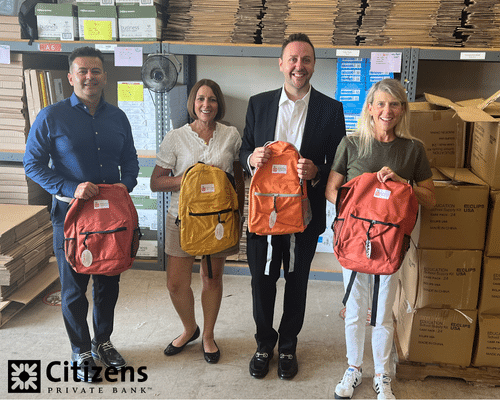 Citizens Bank team volunteering at the Backpack Build Program
